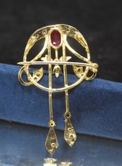 0.80ct Rose Cut Diamond Ruby 925 Sterling Silver Antique Look Wedding Brooch Pin
