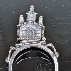 Antique Jewish Engagement Wedding Ring Judaica 925 Silver Temple Sz: 9.5 ð