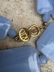 Vintage Signed KJL Kenneth Jay Lane Blue Beaded Statement 29in Long Necklace