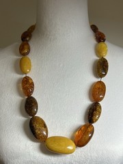 Vintage Baltic Amber Necklace 26” 127g Huge 45mm Beads Butterscotch Cognac