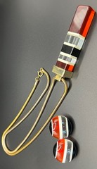 Designer Vintage! 1970s Lanvin Paris Mod Lucite Necklace &clip back earrings set