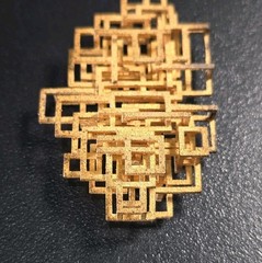 Vintage Mid-Century Modernist Geometric Yellow Gold Plate Pendant