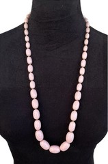 Vintage Necklace 1970’s Pink Lucite Beads, Graduated, Gold-toned Spacers 29 In