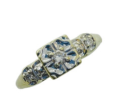 Vintage 10K Gold 3 Stone Diamond Engagement Ring
