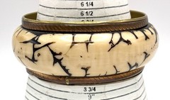 Vintage Brass Tagua Nut Bangle Bracelet 8.5 in