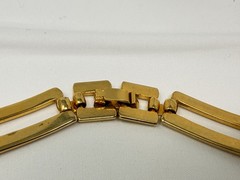 Vintage Gold Tone 10mm wide Flat Rectangle Link 16″ Choker Necklace
