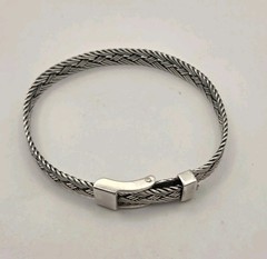 Vintage .925 Sterling Silver Braided Woven Belt Buckle Bracelet 21g