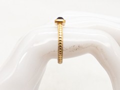 $250 Signed ANNA BECK 14k Yellow Gold Sterling Silver Black Onyx Ring