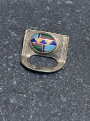 Vtg Ben Chavez Multi-stone Mosaic Sterling Eyeglass Holder Pin/Brooch N/A Navajo