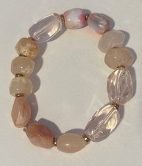 6 Piece Lot of Colorful Pink Purple Tone Bracelets Plastic Stone Glass Variety