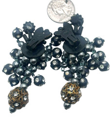 Alice Caviness Attr Dangle Rhinestone Beads & Metal Filigree Bracelet & Earrings