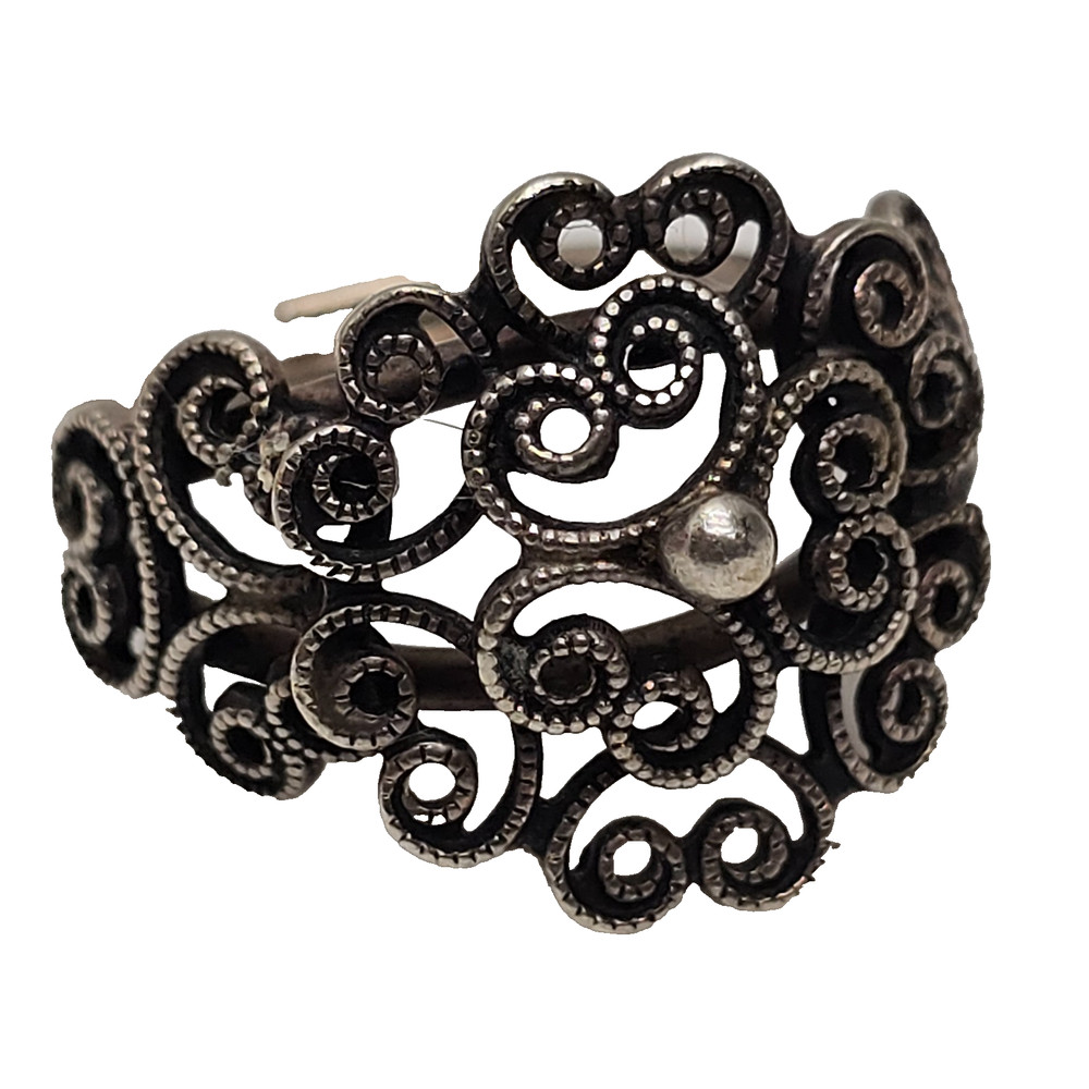 Vintage Beau Sterling .925 Silver Filigree Scrollwork Adjustable Ring