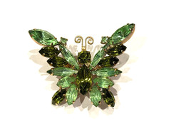 JULIANA DELIZZA & ELSTER BUTTERFLY Brooch Pin Clip on Earrings Set 2520 UV REACT