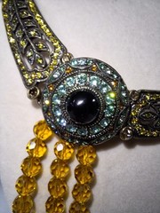 Stunning Art Deco Style LaVintage Necklace Faceted Glass Crystals Brass-tone