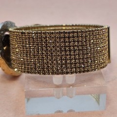 Mixed Media Amber Color Bracelet Brooch Embellished Goldtone One Of A Kind