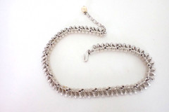 Vintage 1960s Trifari Faux Pearl Necklace Chocker Silver Plated Metal