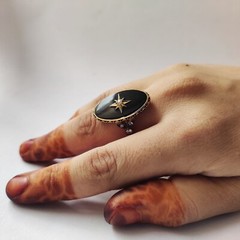 antique 925 silver vintage Victorian art deco handmade black onyx ring best gift