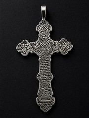 Antique Victorian .925 Sterling Silver Gothic Cross Pendant Ornate Religious