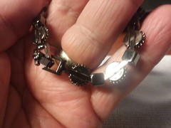 Vintage Jewelry: Black Plastic Stone Bracelet 8″ 03-01-2025