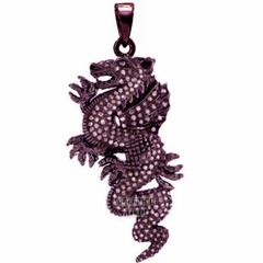 2.25ctw Genuine Old Mine Rose Cut Diamond Silver Vintage Dragon Pendant Jewelry