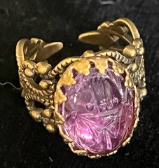 Scarab Ring Egyptian Beetle Antique Czech Glass Egyptian Revival Jewelry