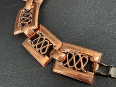 Vtg Renoir Copper Color Rectangle Link Mid Century Modernist Bracelet