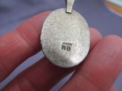 VINTAGE OLD PAWN STERLING NG NELSON GARCIA LUSTER GREY BLUE MOP SLIDER PENDANT