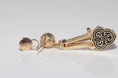 Round Cut 2CT Lab Created Diamond Earringt Vintage Art Deco 14K Yellow Gold Over