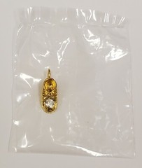 Baby Bootie Birthstone Charm April Simulated Diamond Goldtone New Vintage NOS
