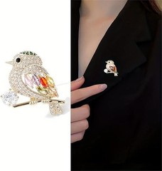 Sparkling Magpie Bird Brooch Pin-Rhinestone Crystal Jewelry Women Dress/Coat Lot