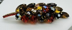 Juliana D & E DeLizza Elster Cha Cha Leaf Pin AB Crystals Navettes Chatons 3.25”
