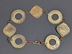 Vintage British India 1/2 Anna 1 Pice 7 Coin Bracelet