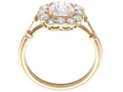 Antique Contemporary 1.69 Ct Old Cut Diamond 18k Rose Gold Cluster Ring Size 6