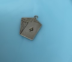 Vintage Sterling Silver Royal Flush of Spades Card Poker Vegas Game Charm 2.1g