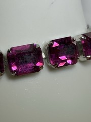 Rare, Vintage Weiss Magenta Rhinestone Necklace Bracelet-Costume Jewelry-AS IS