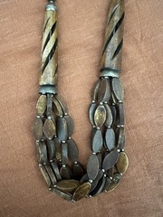 Vintage 70’s/80’s Carved Beaded Layered Necklace With Brass