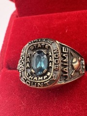 Vintage 2008 AAA state Champ IOLITE stone TROJANS GP school Class Ring 7 Amite c