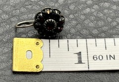 Vintage Faux Garnet Crystal Flower Cluster Drop Dangle Earring Hook Back