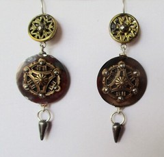Pair of Antique French Brass & Cut Steel Earrings