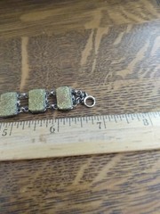 Antique Art Deco Gold Filled Gold Sparkle Glass Panels Bracelet 7 Inches