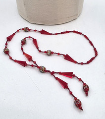 Antique 1920’s Red Ventian Glass Flapper Sautoir Necklace