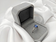 Natural Sapphire Oval 1.00ct Ring Genuine Ceylon Sapphire Sterling Size 7- 2.3gr