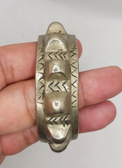 Vintage Amazigh Berber Silver Color Solid Bracelet Tribal Moroccan Cuff Ethnic