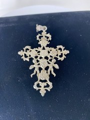 Vtg Guglielmo Cini Art Nouveau Cross Pendant 3.5 Inches