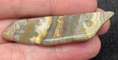 Agate Brooch Natural Stone Glossy Cream Gray Brown Tones 2 Inch