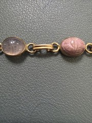 VTG Petite 12k Gold Filled Multi Gemstone Scarab Bracelet 6.25in