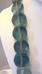 Vintage Blue Prehnite Silver Tone Spacers Necklace Hook Closure 26 Inches