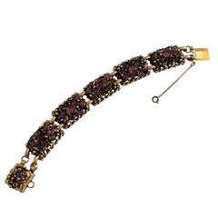 Vintage Barclay Dark Purple Crystal Antique Gold Tone Bracelet
