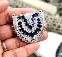4Ct Oval Cut Lab Created Blue Sapphire Brooch Pin 14K White Gold Plated Silver