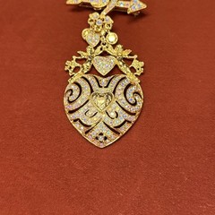 Vtg KIRKS FOLLY Angel Love Heart/Arrow with Rhinestones Charms Brooch